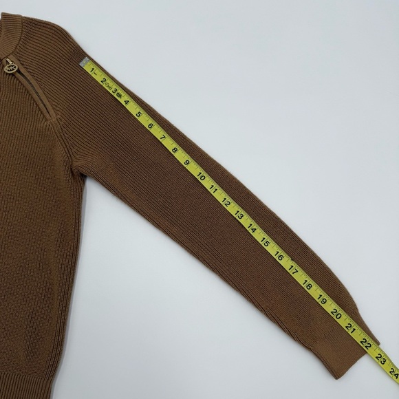 NWT Michael Kors Women’s Classic Cropped Sweater Double Zippers Dark Camel Small - Picture 14 of 14